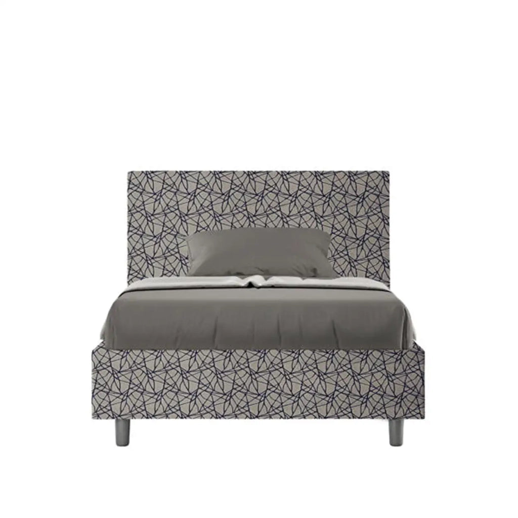Letto una piazza e mezza contenitore imbottito 120x210 tessuto Era 9 blu Adele