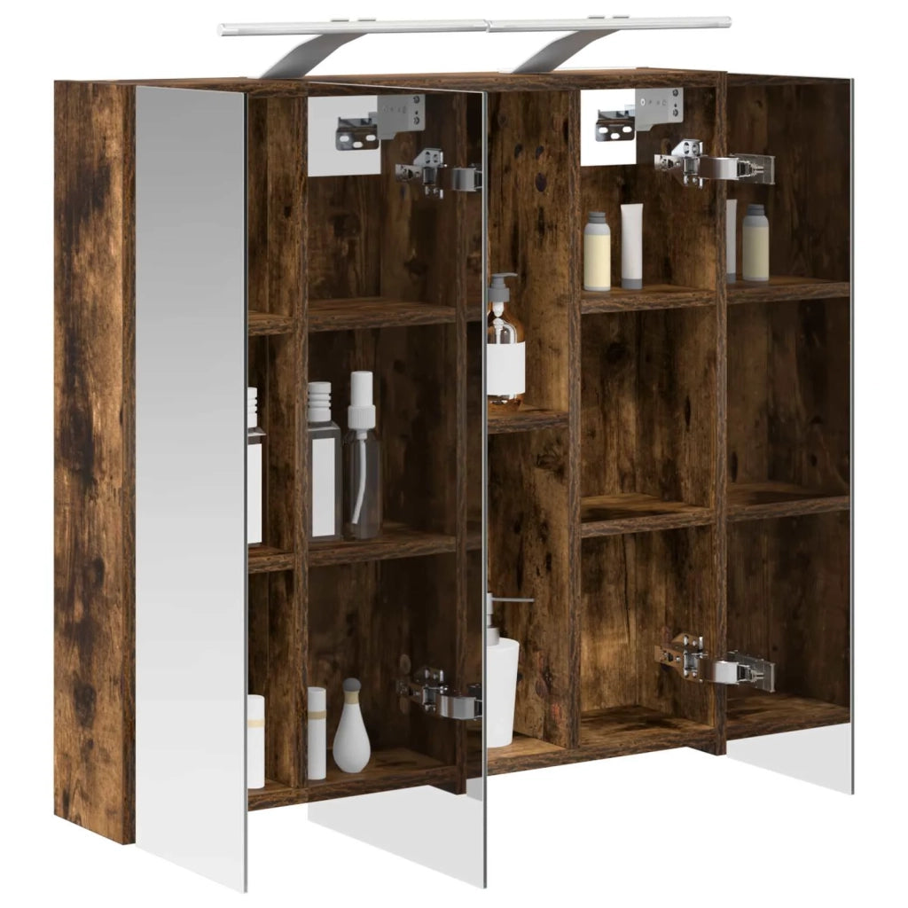 Mobiletto per specchio da bagno Rovere fumé 70 x 14,5 x 70 cm 889099