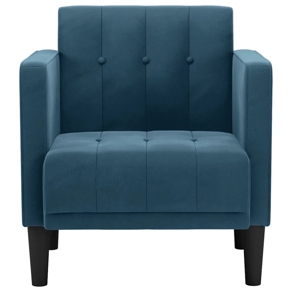 Divano Sedia con Braccioli-Poltrona-Sofa Relax Blu 53 cm in Velluto