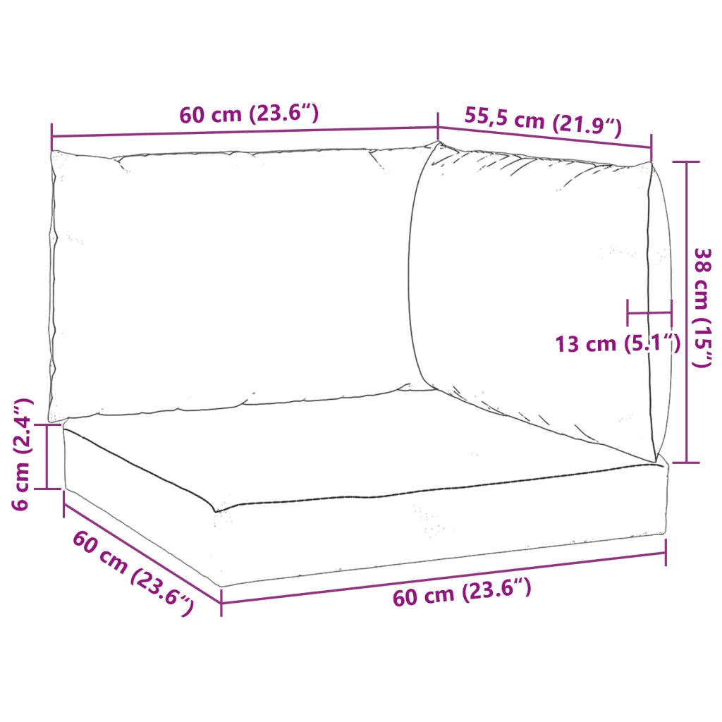 Cuscini per Pallet 3 pz Verde Intenso in Tessuto Oxford 315075