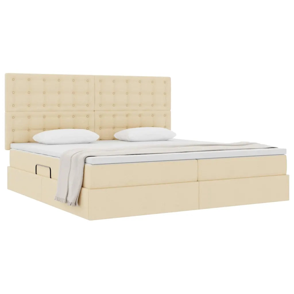 Letto con contenitore e materasso Crema 200 x 200 cm Poliestere 3371932