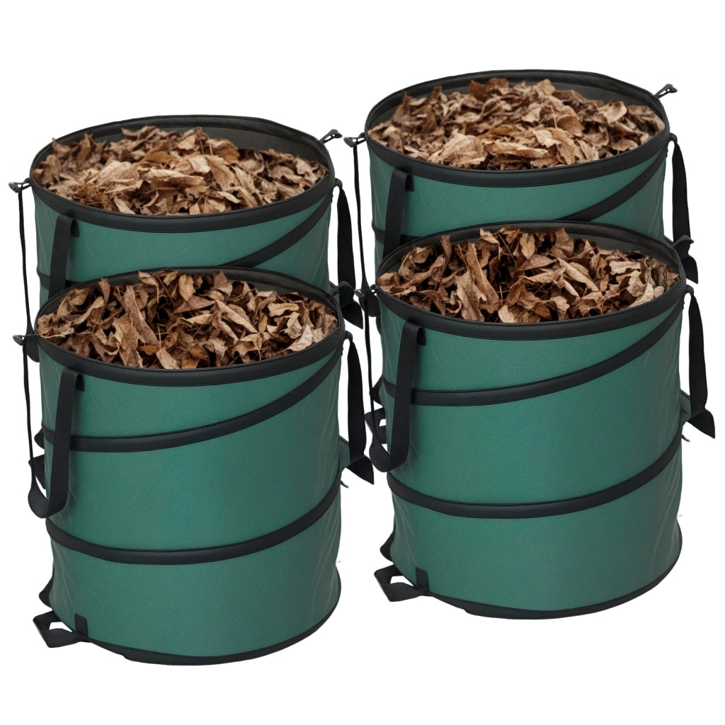 Set 4 Sacchi per Rifiuti da Giardino 86L ¨C Minimal ¨C Pieghevoli, Riutilizzabili, con Manici e Fissaggio a Bottoni