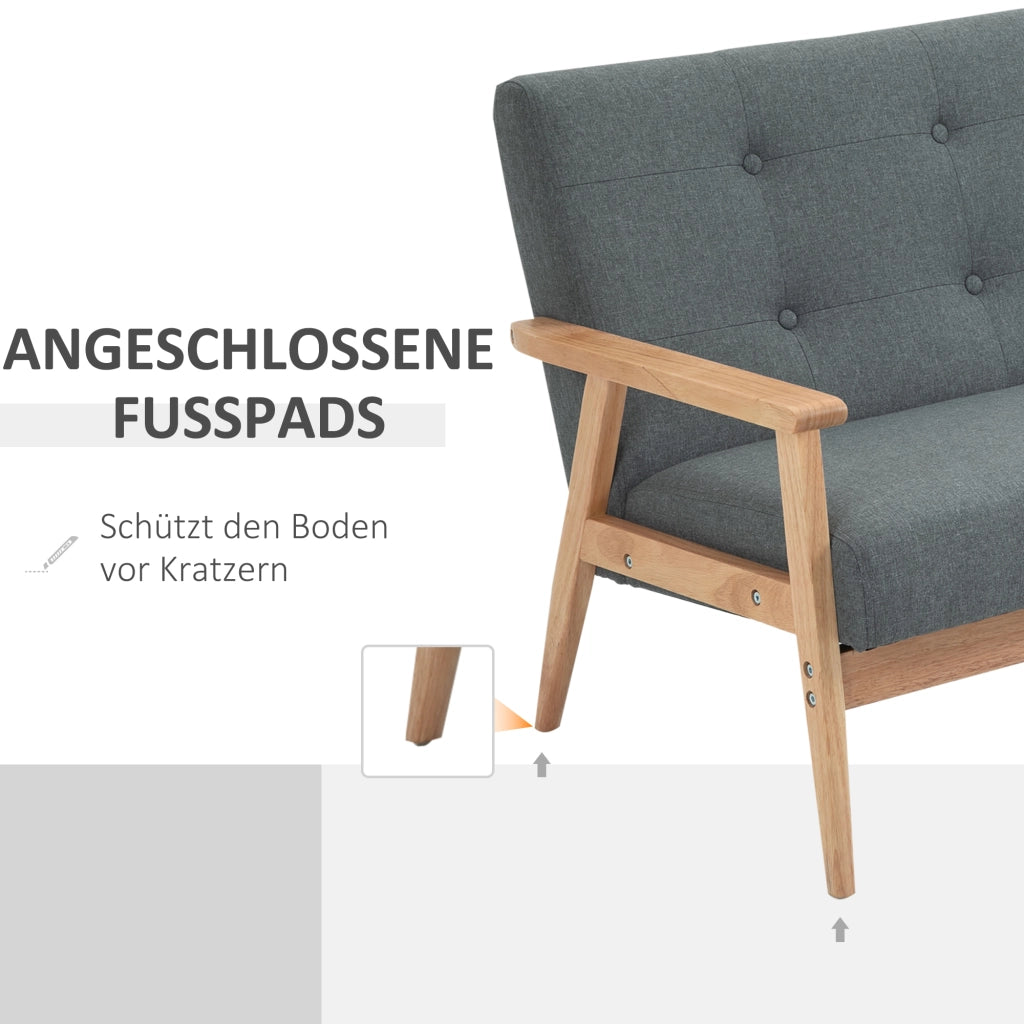 DIVANO 2 POSTI 115x66,5x73 cm Grigio scuro in lino