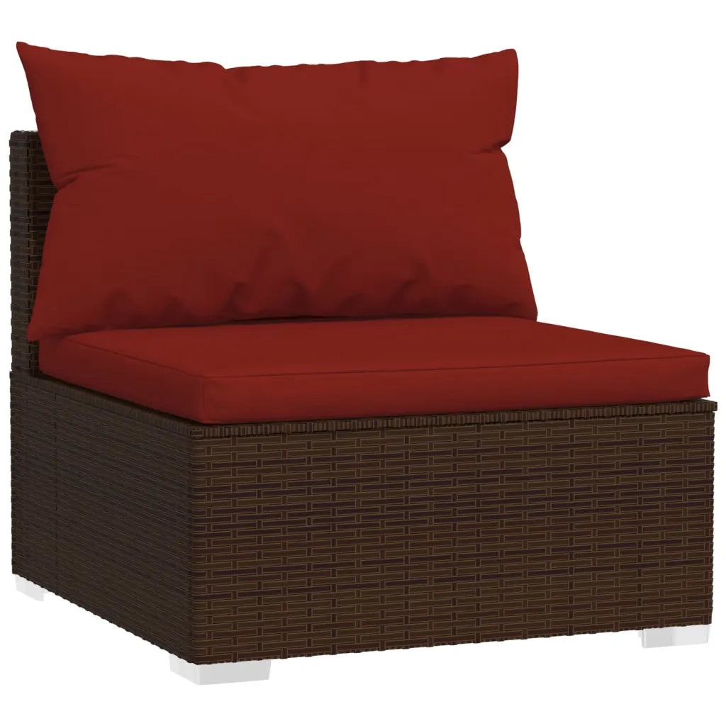 Set Divani da Giardino 10 pz con Cuscini in Polyrattan Marrone 3102635