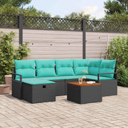 Set Divano da Giardino con cuscino 7 pcs Nero polyrattan 3359543