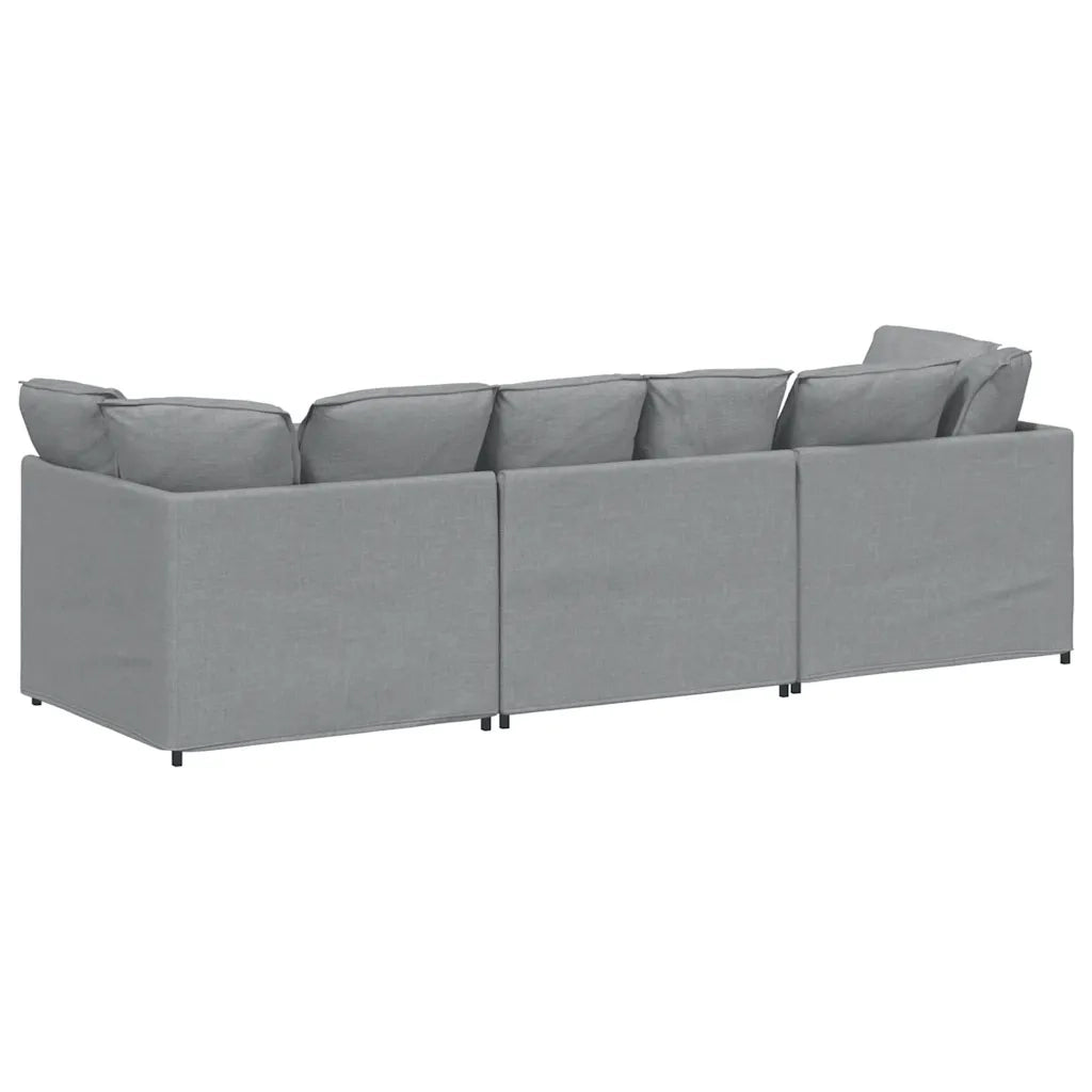 Divano Modulare con Cuscini in Tessuto Grigio Chiaro 3321267