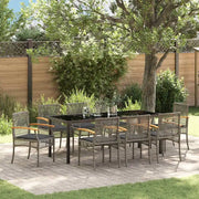 Set da Pranzo per Giardino 9 pcs Grigio e Nero Rattan 3380826