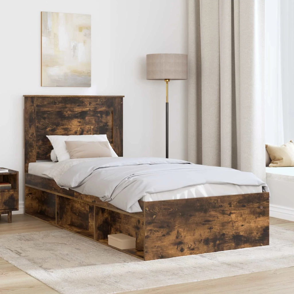 Struttura del letto Rovere fumé 100 x 200 cm Pino massello