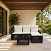 Set Divano da Giardino 5 pcs Nero polyrattan 3435988