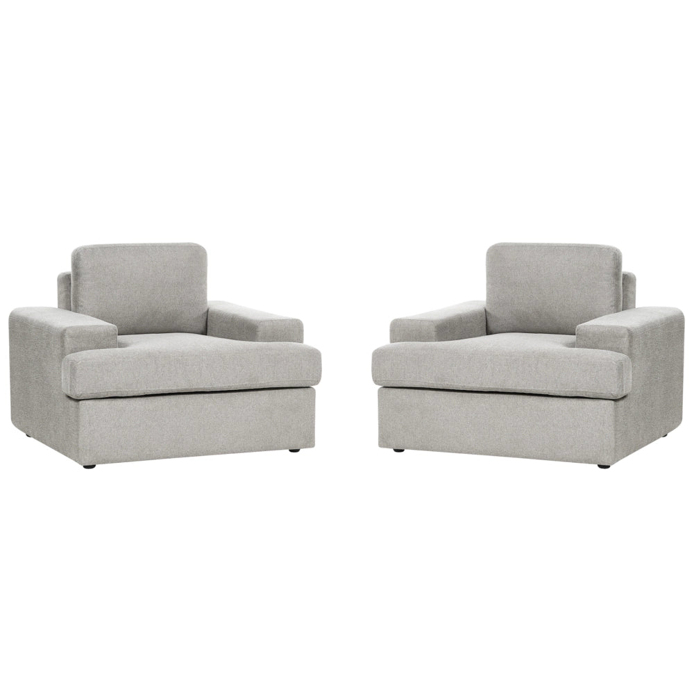 Set di 2 poltrone in tessuto grigio chiaro imbottite con schienale spesso imbottito Divano classico da salotto