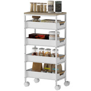Carrello da cucina con 4 cassetti ¨C zephmum ¨C Bianco, effetto legno, 60x40x90 cm