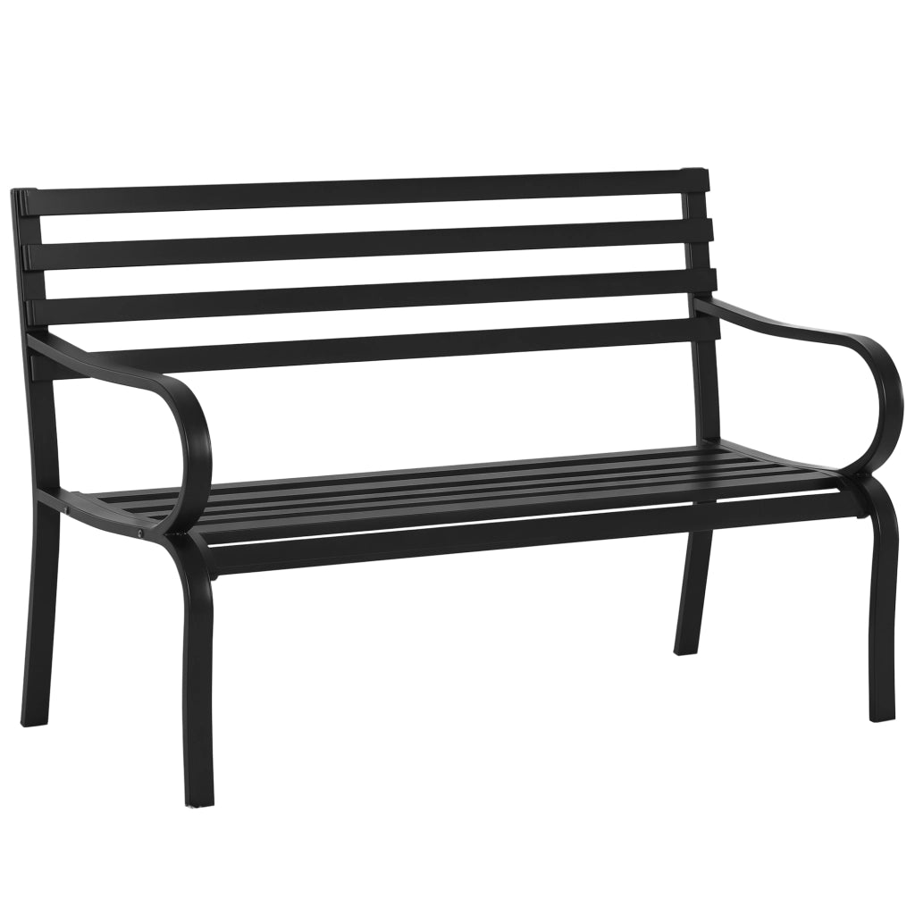 Panca da Giardino 2 Posti ¨C Xylo ¨C Metallo Nero 127x58x82 cm