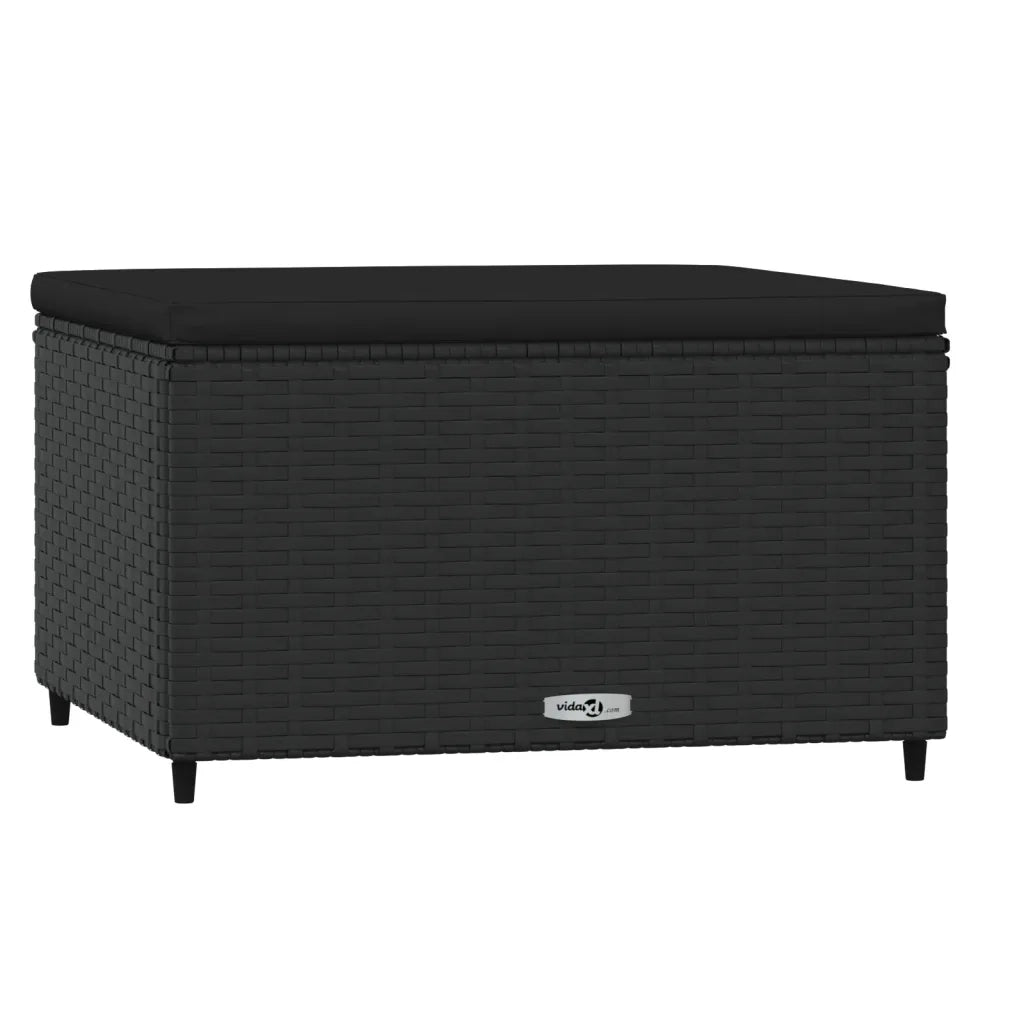 Poggiapiedi da Giardino con Cuscino in Polyrattan Nero 319788