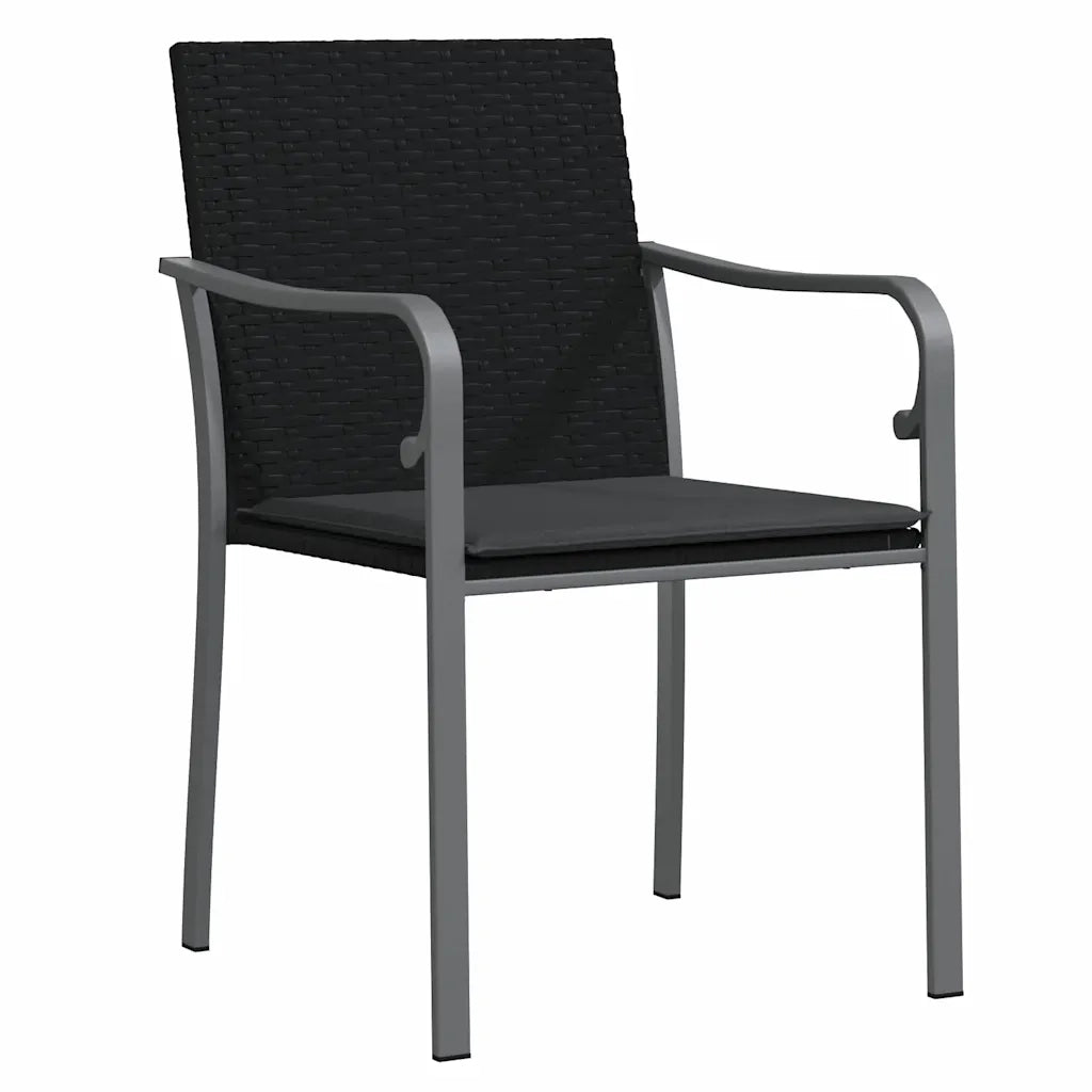 Set da Pranzo per Giardino 5 pcs Nero e Grigio Rattan in PE 3379052