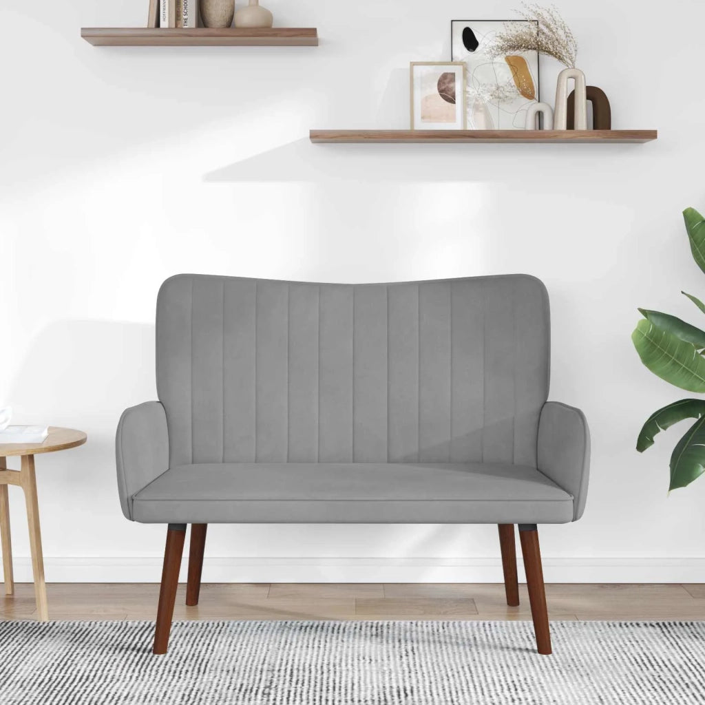 Divano | Divano da soggiorno | Sofa a Due Posti Grigio chiaro 115 x 61 x 87 cm Velluto