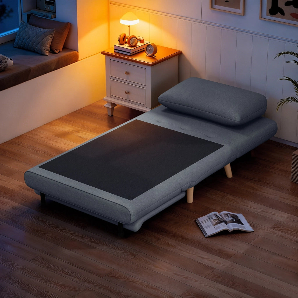 Poltrona letto reclinabile ¨C Minimal ¨C Grigio, legno di faggio