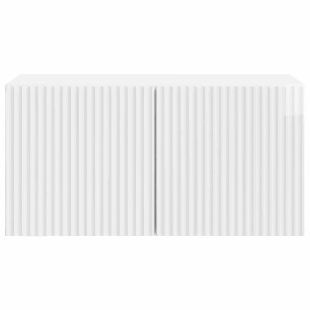 Mobile Porta TV da Muro-Credenza per TV sospesa Bianco Lucido 59,5 x 31 x 30 cm 639278