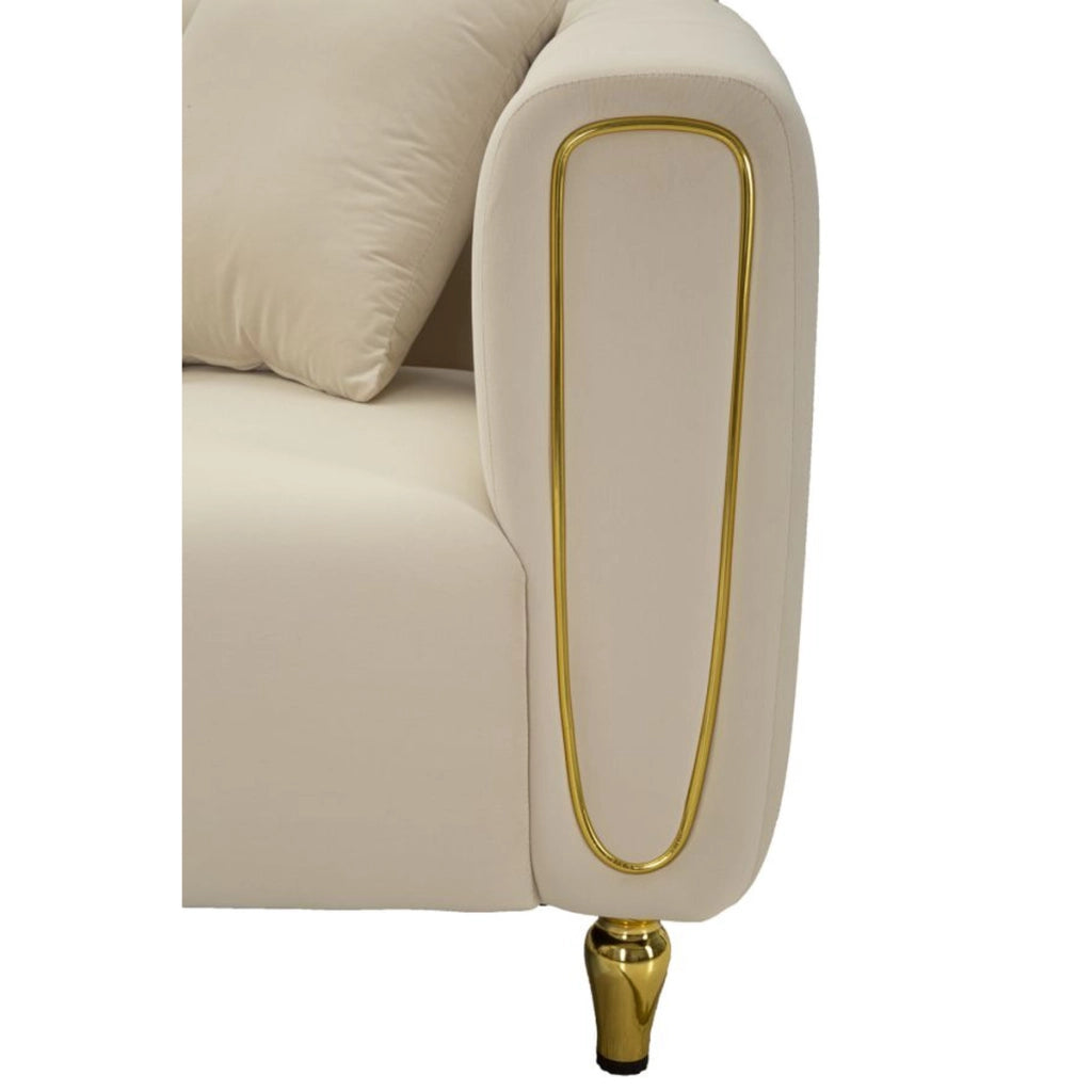 Divano VKH40, Beige, Legno, 81x155x71 cm