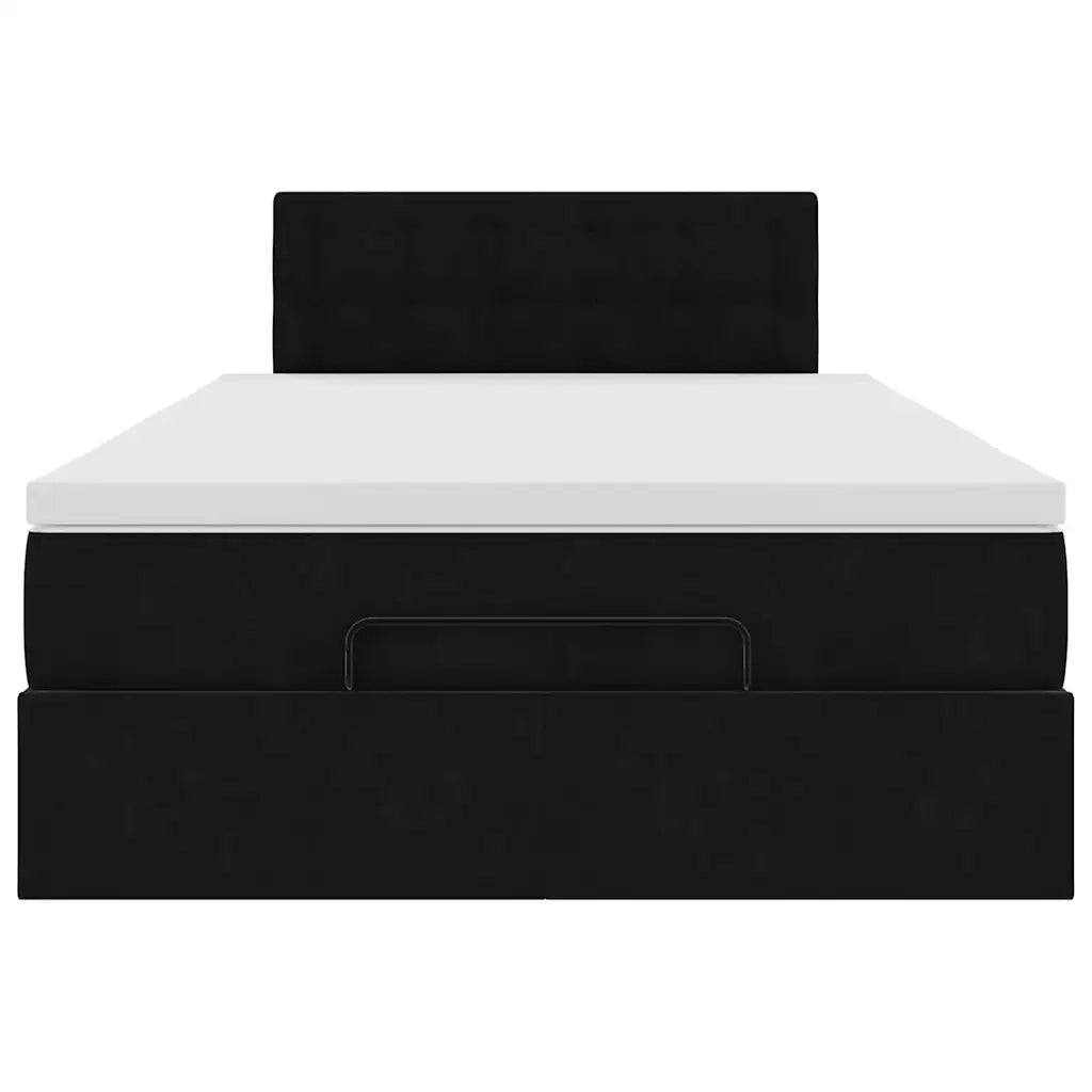Pouf Letto con Materasso e LED Nero 120x190cm in Velluto
