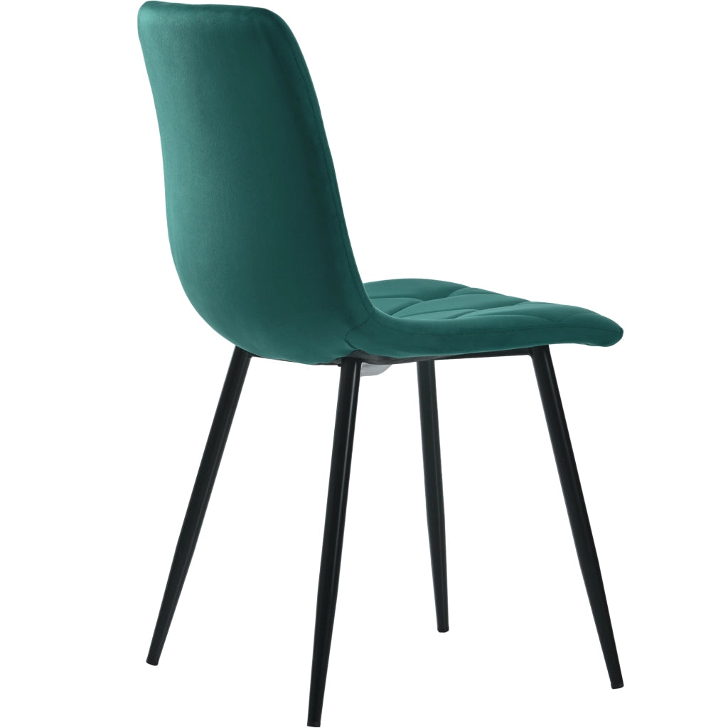 Sedia da pranzo (4 pezzi), verde scuro, set di 4 sedie imbottite di design, sedia da pranzo in velluto twill, sedia da cucina con schienale, seduta in