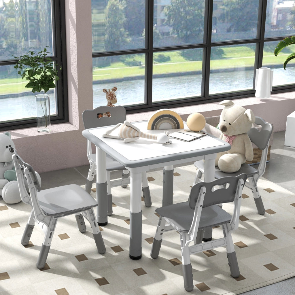 Set tavolo e sedie bambini regolabile ¨C Xylo ¨C 5 pezzi grigio