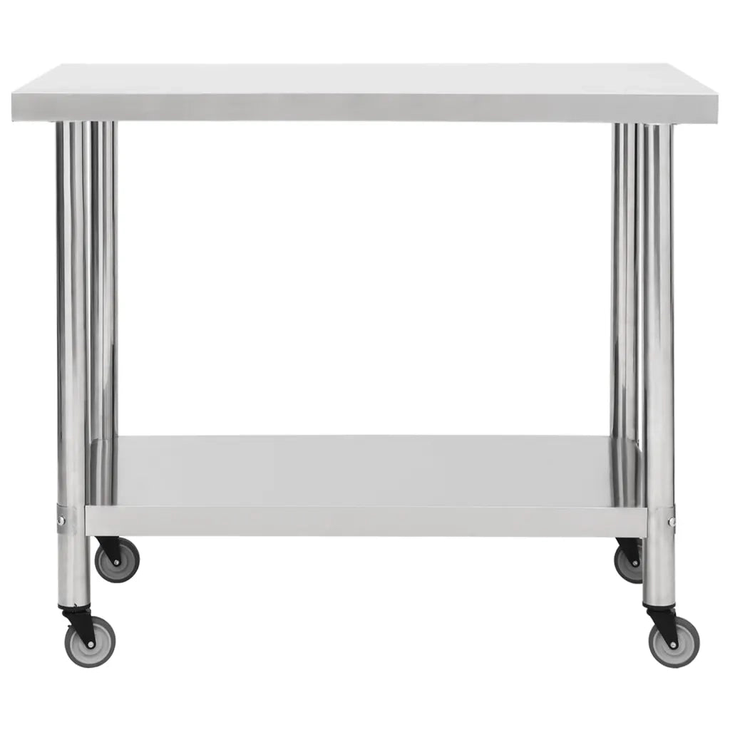 Tavolo da Lavoro Cucina con Ruote 100x30x85 cm in Acciaio Inox 51637