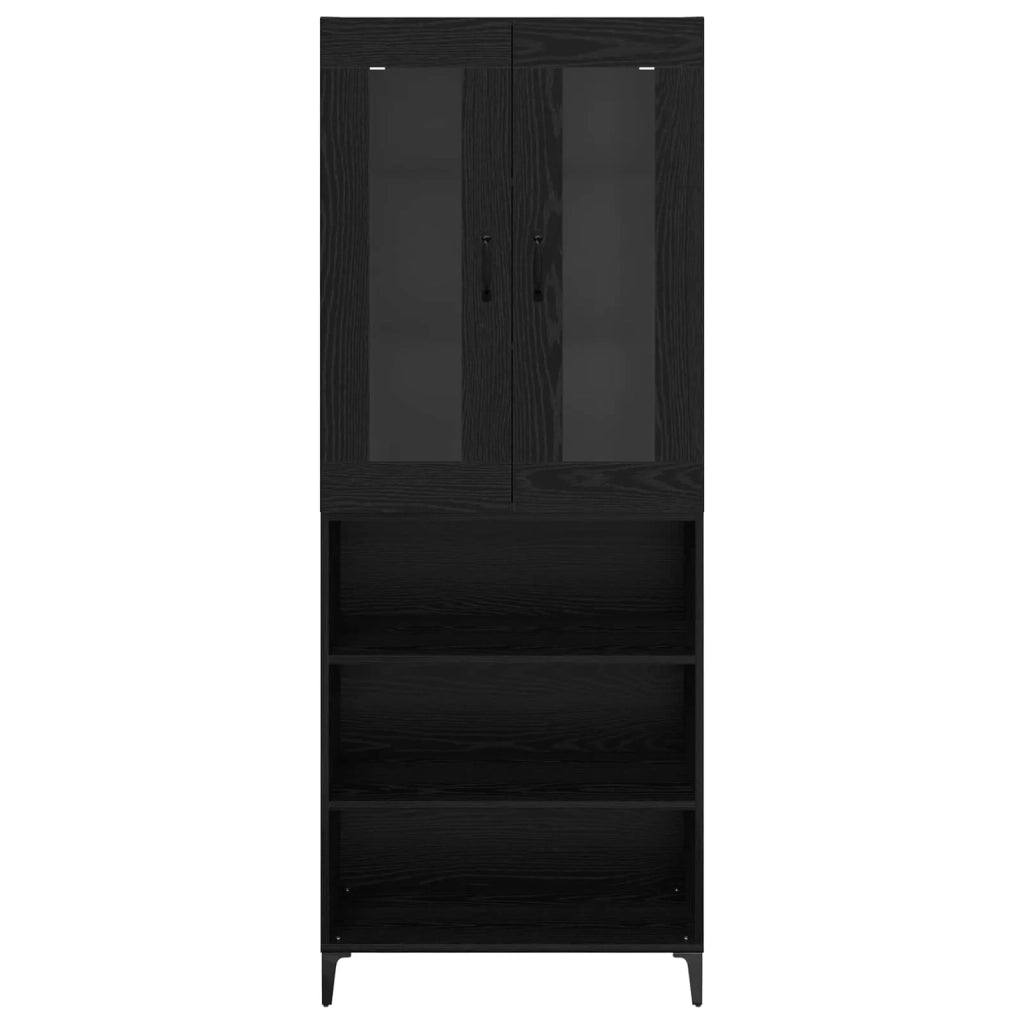 Credenza-Buffet-Armadio da cucina Rovere Nero 69,5 x 34 x 180 cm Legno multistrato 386081