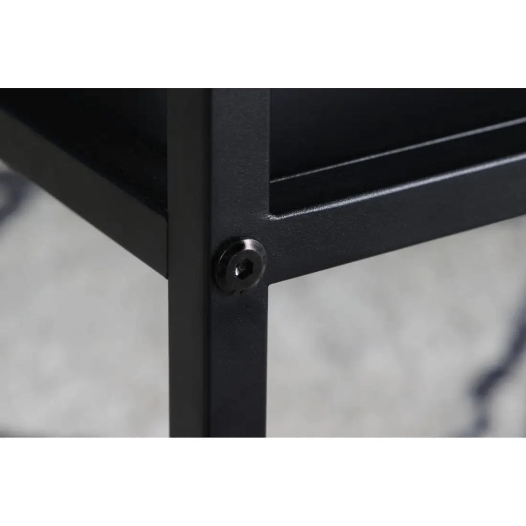 Tavolino basso KORUM quadrato 70 cm nero in acciaio con ripiano di stoccaggio