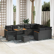 Set Divano da Giardino 12 pcs Nero Rattan in Polipropilene