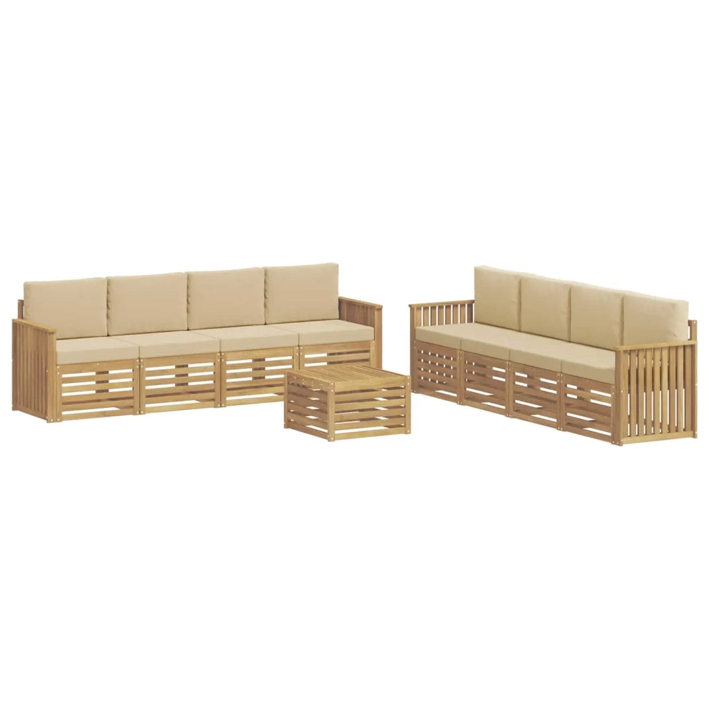 Set divani 9 pcs Bianco e Beige 59 x 59 x 37 cm Poliestere 3391593