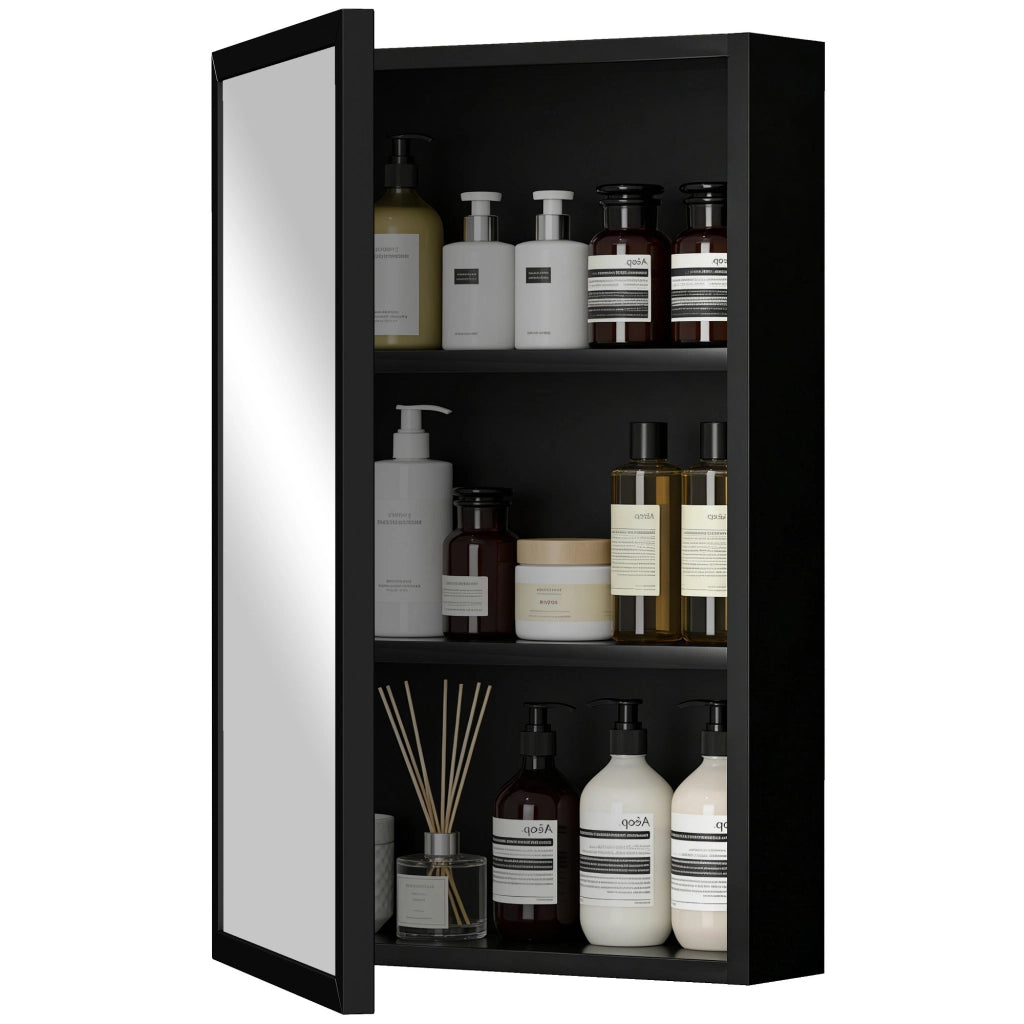 Armadio da bagno con specchio ¨C Minimal ¨C nero 40x12x60 cm