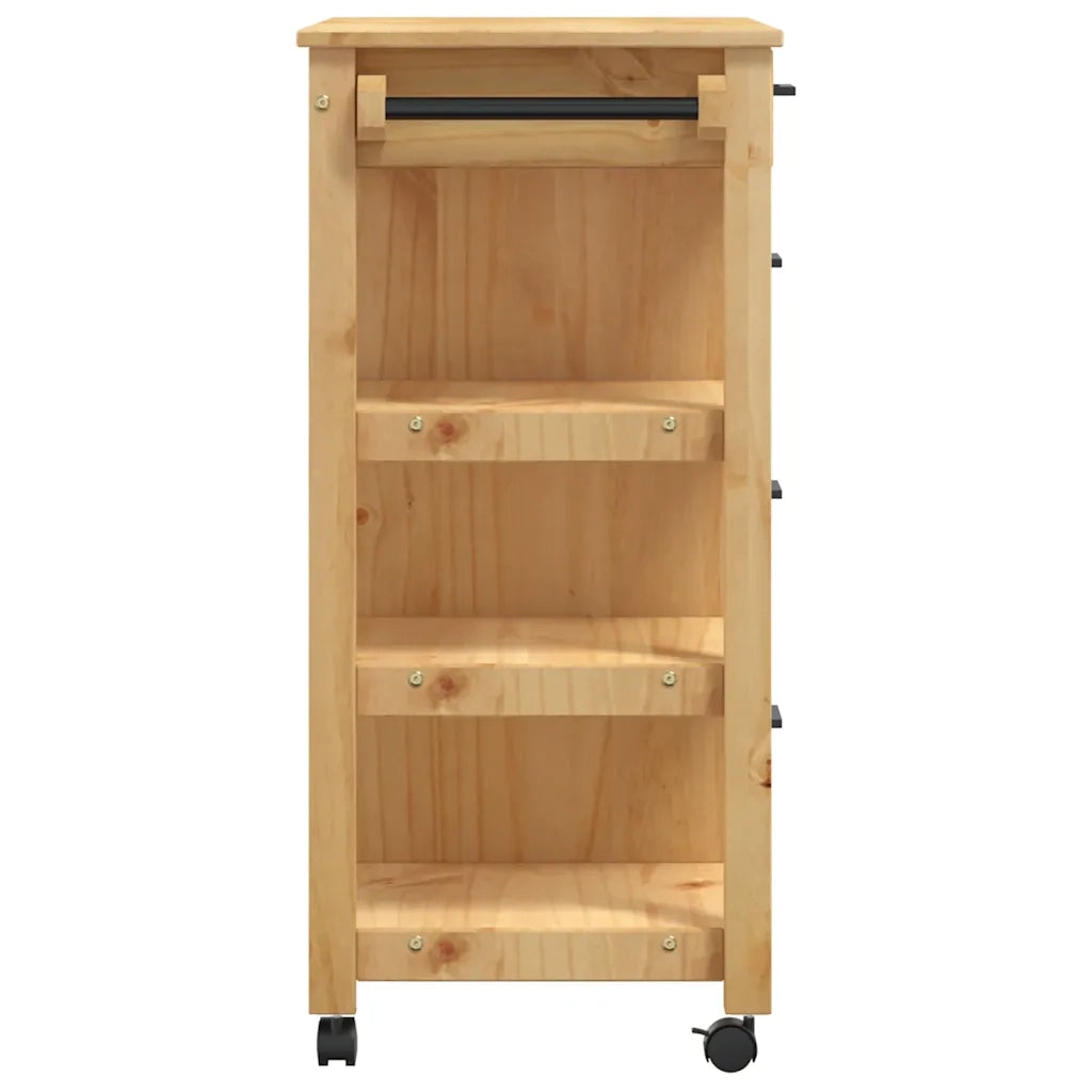Carrello da Cucina MONZA 84x40x88,5 cm in Legno Massello di Pino 376112