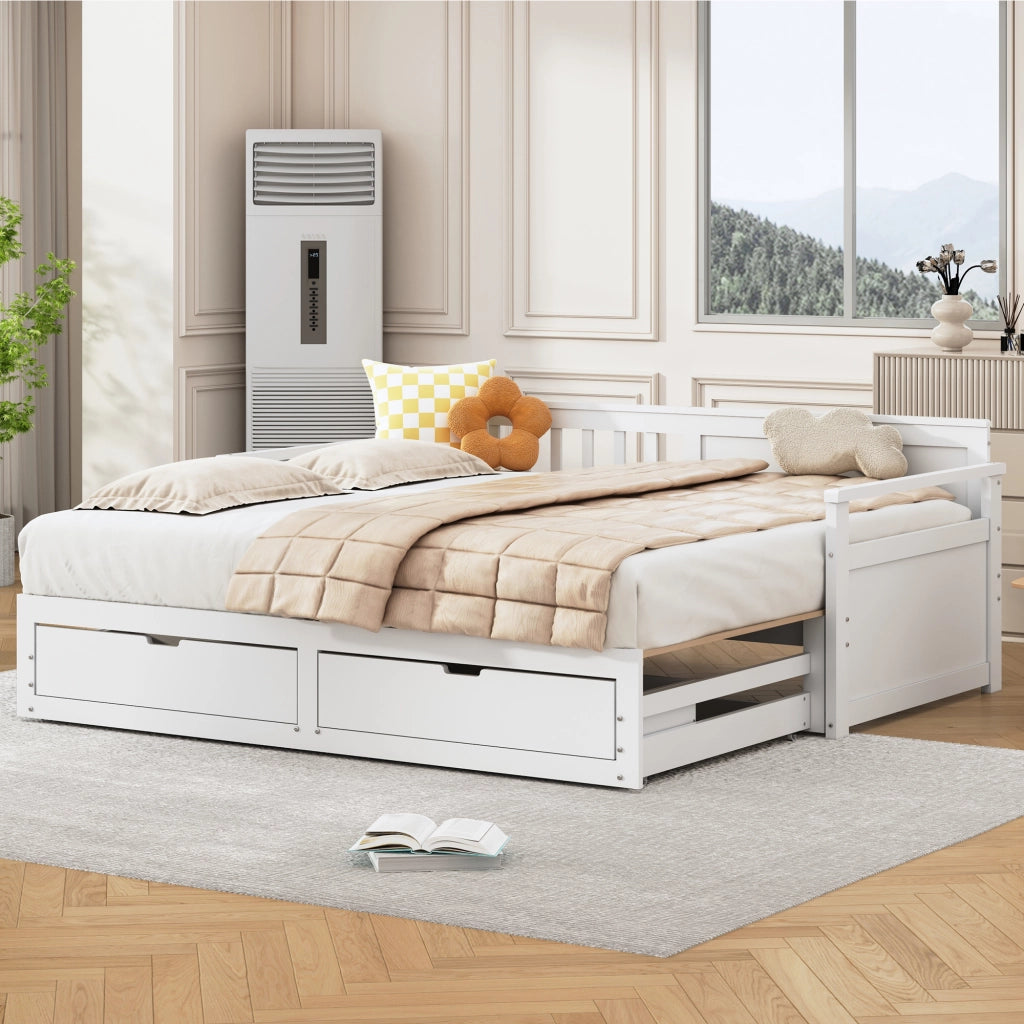 Letto giorno con funzione letto aggiuntivo in legno massello di pino 90x190 cm