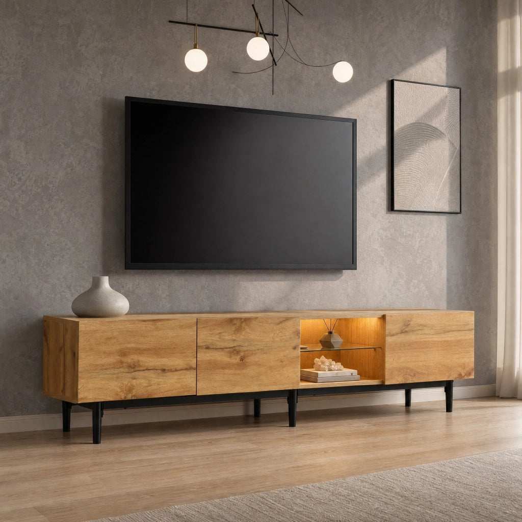 MOBILE TV LED 175x31x41 cm Rovere Chiaro in MDF