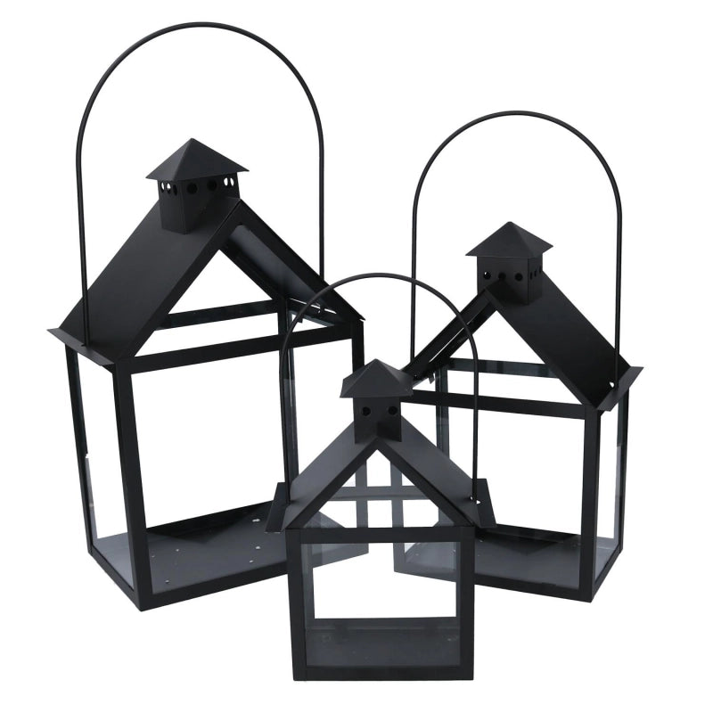 Lanterna metallo 1-3 nero cm 27x18,2h41/51