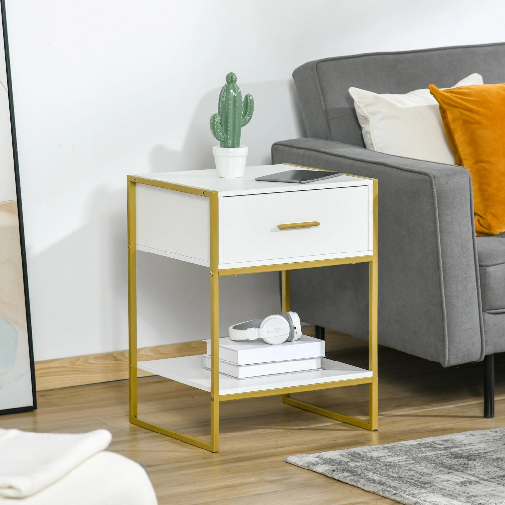 Comodino con cassetto e ripiano ¨C Xylo ¨C bianco 45x40x60 cm