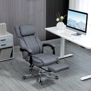 Sedia da ufficio ergonomica con massaggio vibrante, reclinazione fino a 135°, poggiapiedi estraibile, altezza regolabile, grigio