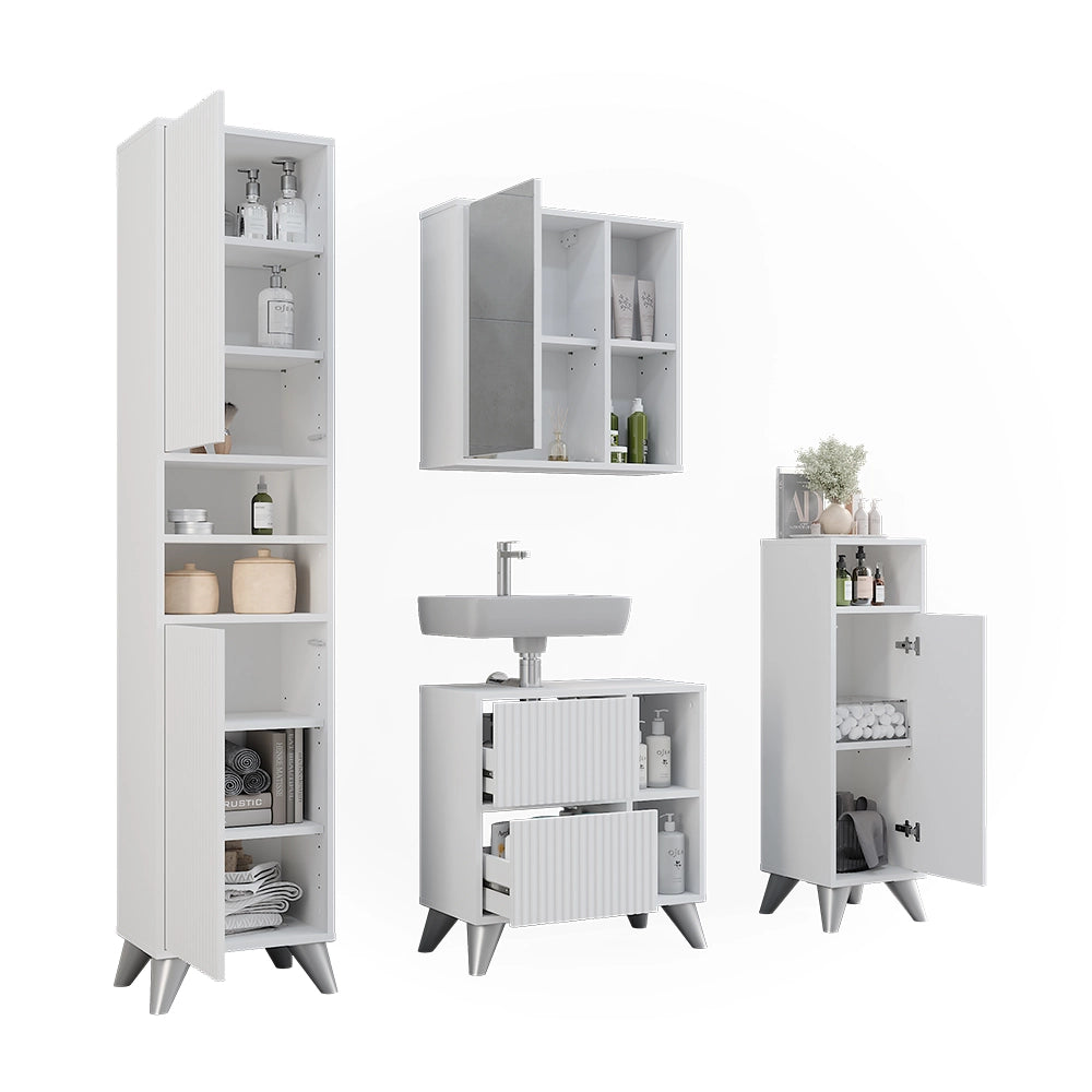 Vicco Set di mobili da bagno Bianco Set di 4 pezzi