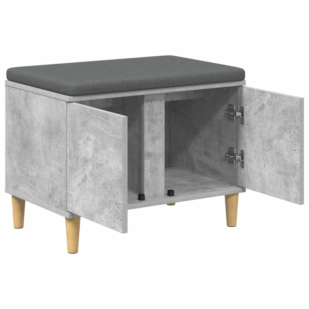 Panca per ingresso con cuscino-Sgabello-Panca da Corridoio Grigio cemento 60 x 38 x 46 cm 408296