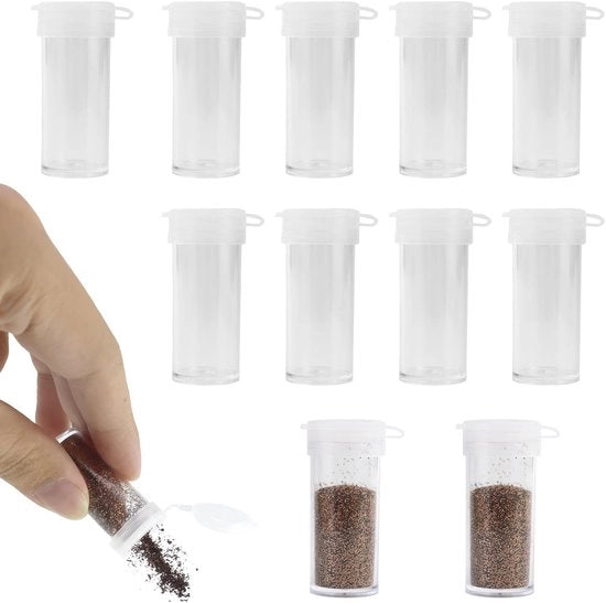 Set di Spolverini da Sale di 11 pezzi - Mini Spolverini da Sale - Portatile - Spolverini da Sale e Pepe - Tappo a Viti Igienico - Compatta per l'Uso in Movimento - Fustino di Erbe