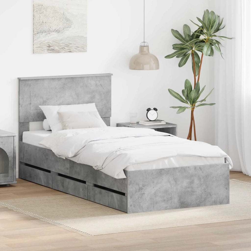 Struttura del letto con cassetto Grigio cemento 75 x 190 cm 3408036