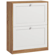 Scarpiera salvaspazio ¨C Xylo ¨C 2 ante, 12 paia, legno bianco e naturale, 60x24,5x75,5 cm