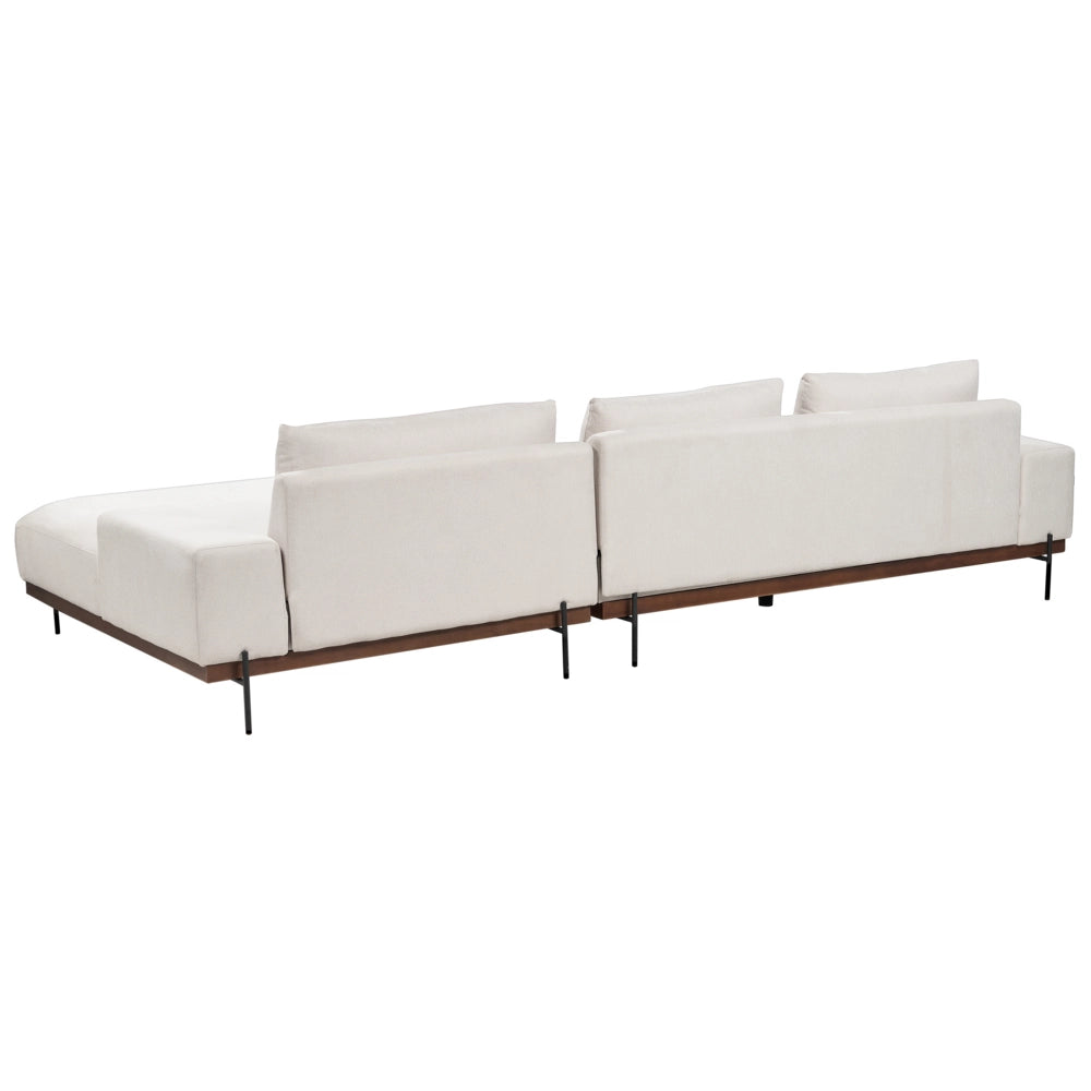 Divano angolare sinistro in tessuto Beige Tessuto Gambe in metallo 3 posti Stile minimalista