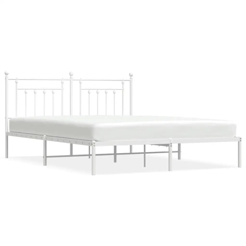 Letto matrimoniale | Letto per adulti | Giroletto con Testiera Metallo Bianco 180x200 cm