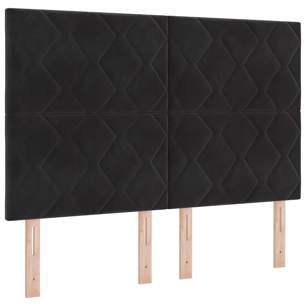 Letto a molle con testiera Nero 140 x 190 cm Velluto