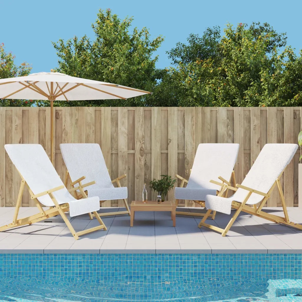 Asciugamani da Spiaggia 4 pz Bianchi 60x135 cm Tessuto 400 GSM CFW5461468