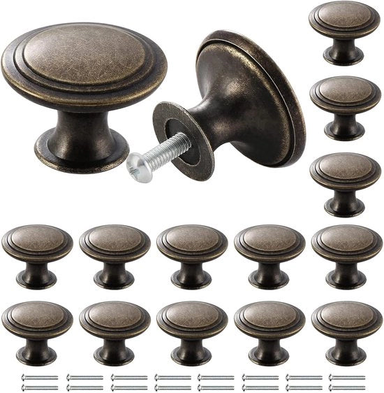 Ladelli in Bronzo Antico - Maniglie di Cassa Vintage - 16 Pezzi - 30 mm