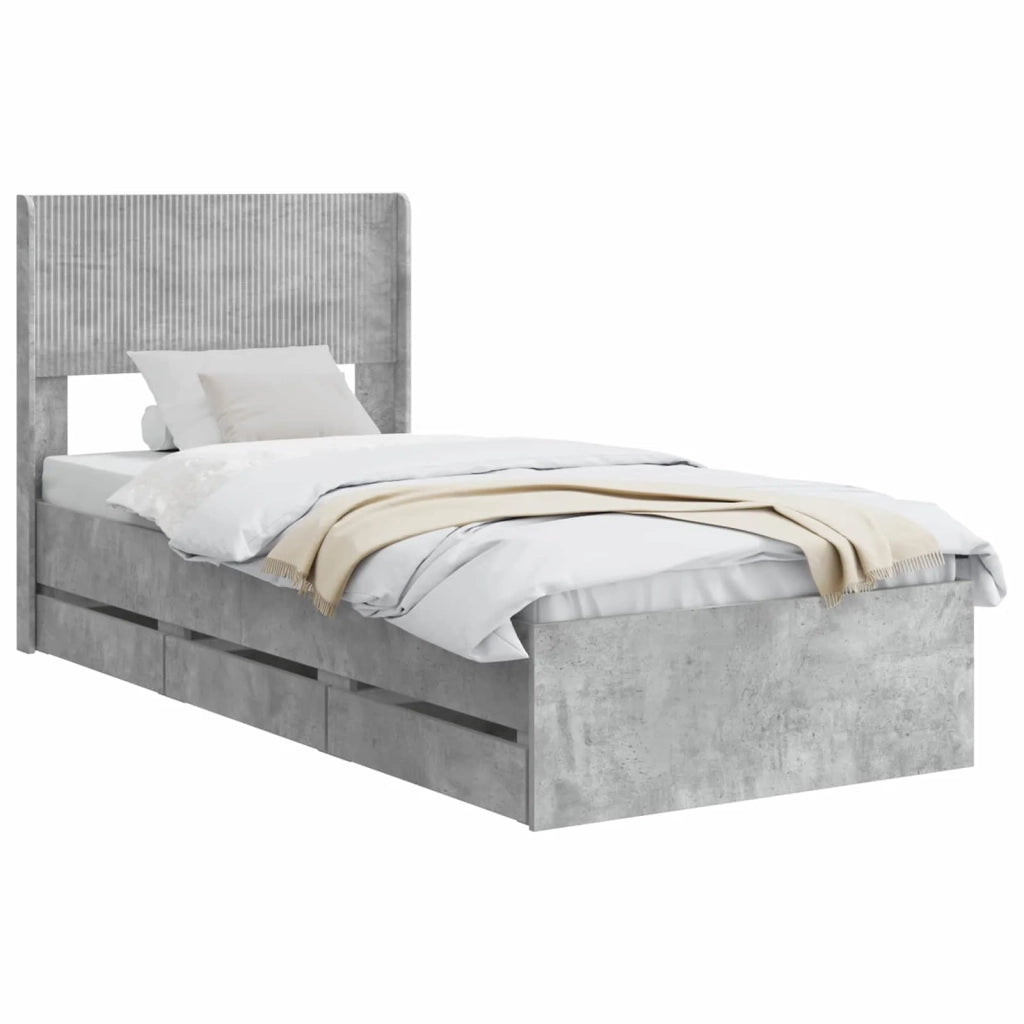 Struttura del letto con stoccaggio e testata Grigio Cemento 3414350