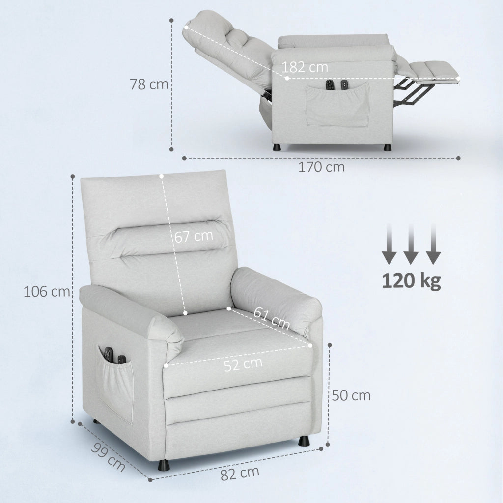Poltrona relax elettrica massaggiante riscaldante ¨C Xylo ¨C tessuto grigio 82x99x106cm