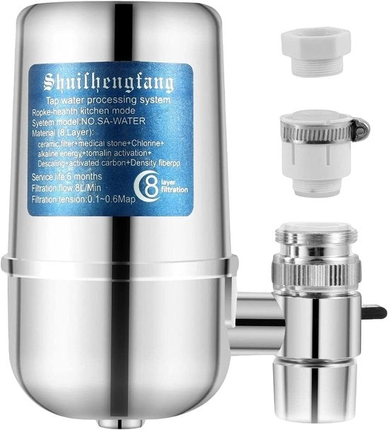 Filtro Acqua 8 Livelli - Filtro Acqua per Bere - Rimuove Cloro/Metalli Pesanti - Facile da Utilizzare - 2 Modalità - 8 Litri al Minuto - Rubinetto Filtro Acqua